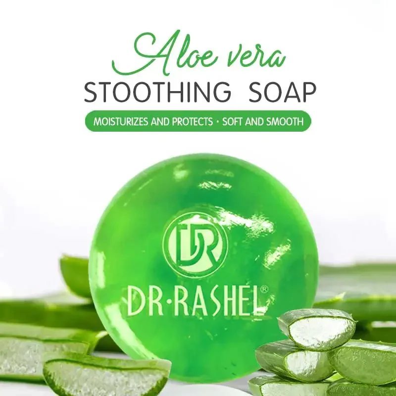 DR·RASHEL Aloe Soothing Gel Bath Soap Cleansing Face Soap Moisturizing Whitening Skin Care Remove Acne Soap Body and Facial