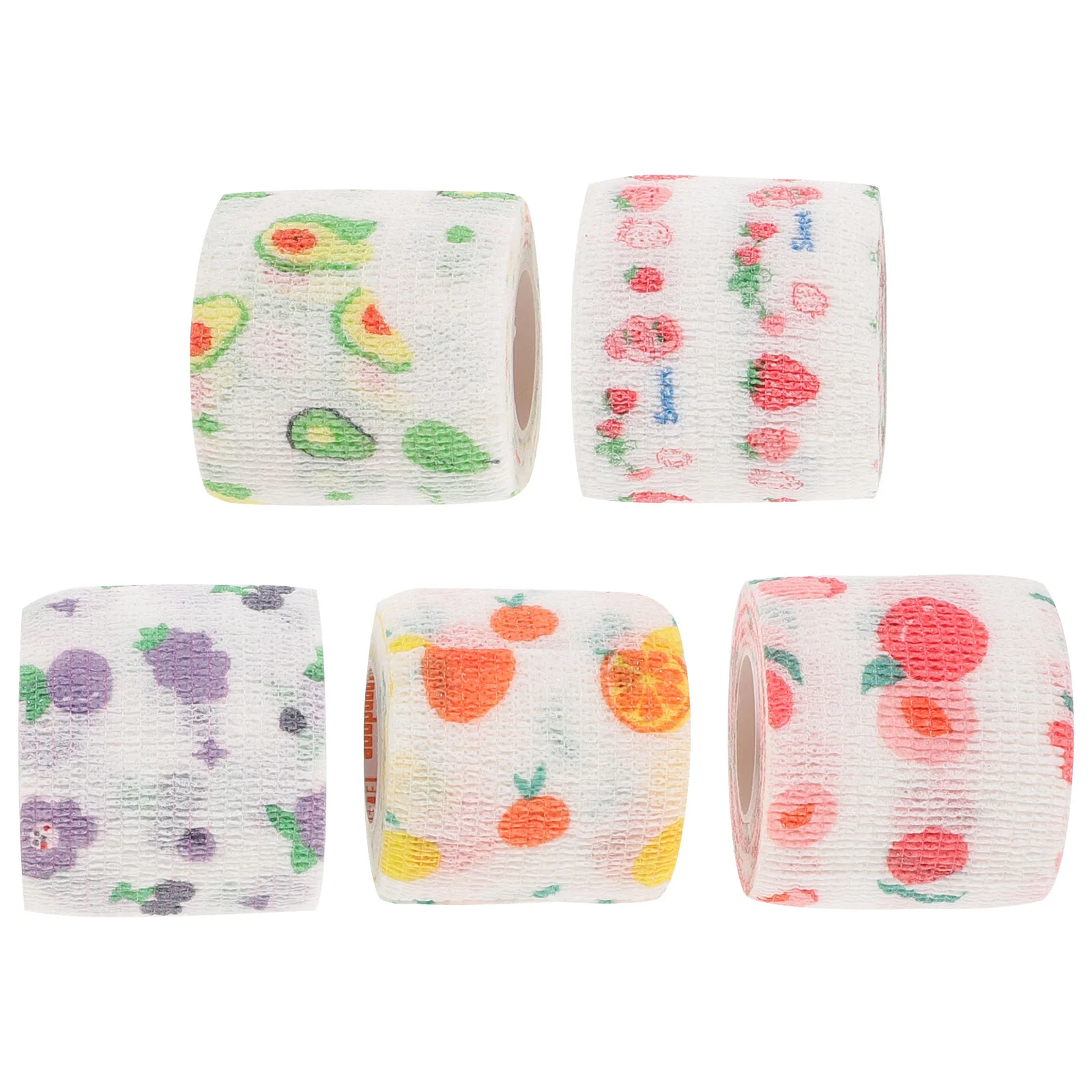 

5 Rolls Self-adhesive Bandage/cute Fruit/sports Bandage/5cm Wide Colorful Duct Tape Nonwoven Pet Tapes Compression