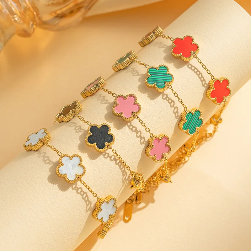 Silver Gold Color New Design Plant Five Leaf Flower