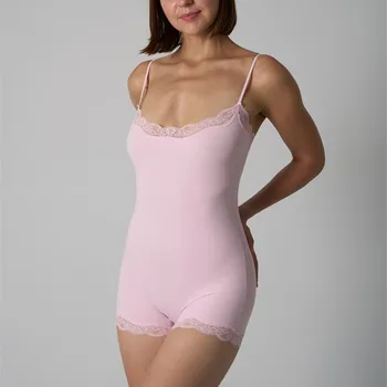 Hot Women Sexy Lace Patchwork Bodysuit Sports FitnessSkinny Shaperwear Camisole Square Neck Spaghetti Strap Slimming Bodycon 1