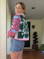 2025 hiver femmes fleur imprimé Parkas revers simple boutonnage à manches longues poche matelassé manteau femme Vintege dame nouveau dans les vêtements d'extérieur 2