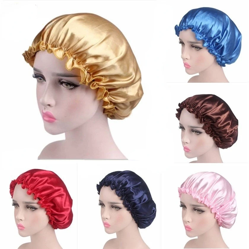 Women Night Hair Care Shower Cap Thermal Insulation Hat Stretch