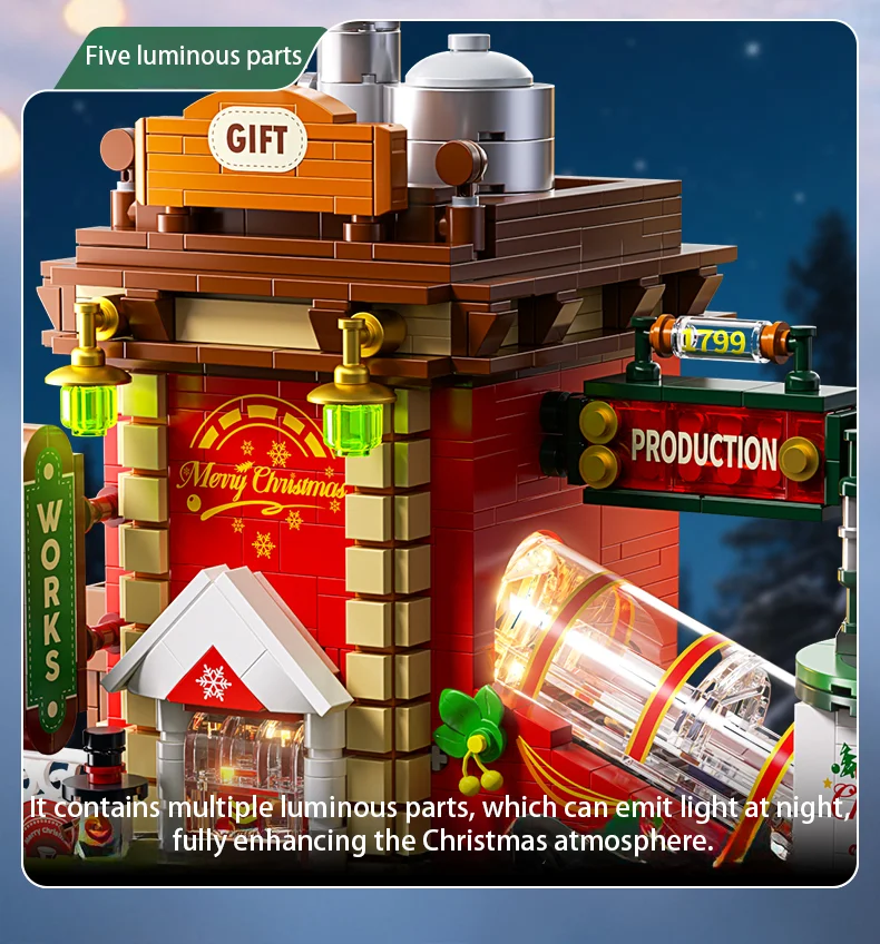Weihnachtsbau-Bausteine-Set, 2782-teilig, Geschenke, Fabrik, DIY, Ornament, Modell, Lernspielzeug, Weihnachtsgeschenke für Kinder – Detail 11