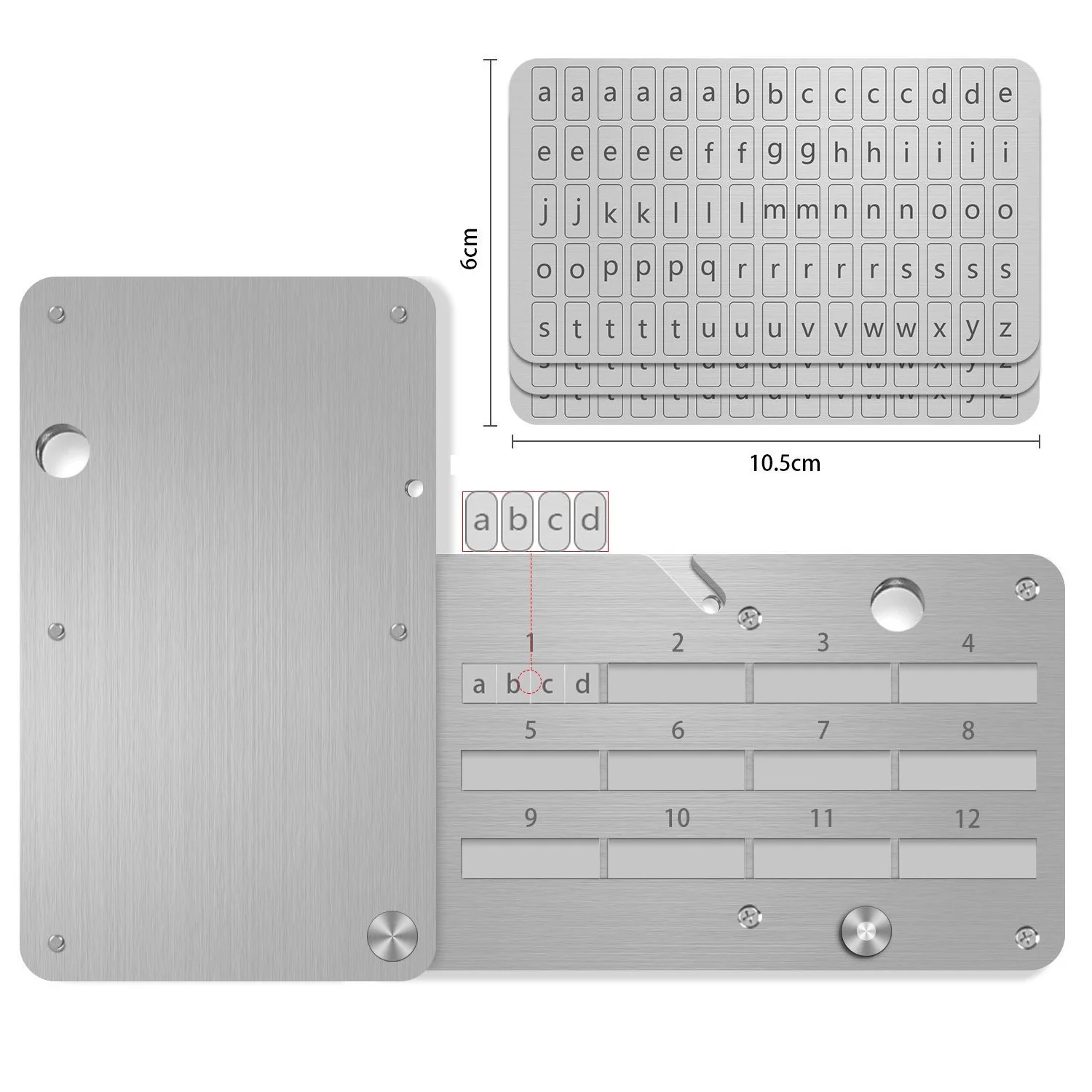 Steel Letter Storage Plate Password Bitcoin Cold Backup Password Recorder Storage Box