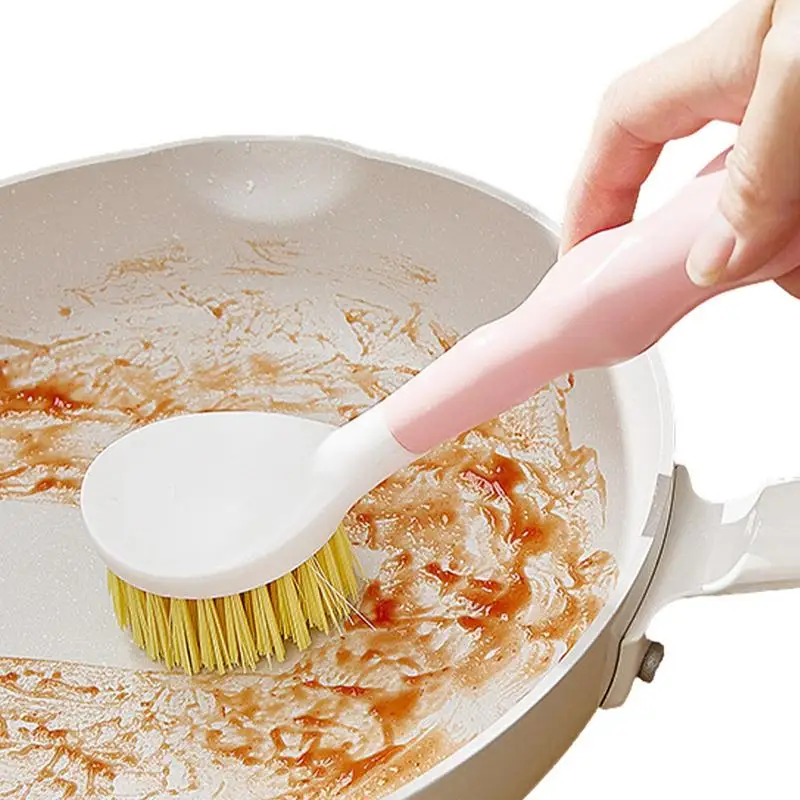 

Щетка для посуды с длинной ручкой, кухонный прибор для чистки посуды с отверстиями для подвешивания, износостойкий прибор для сильной дезактивации