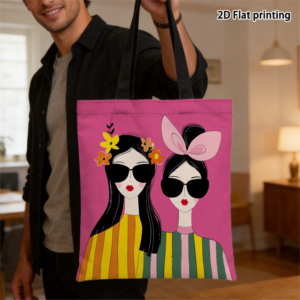 Chic Reusable Tote Bag with Stylish Print - Perfect for Shopping, Groceries, and Beach Outings