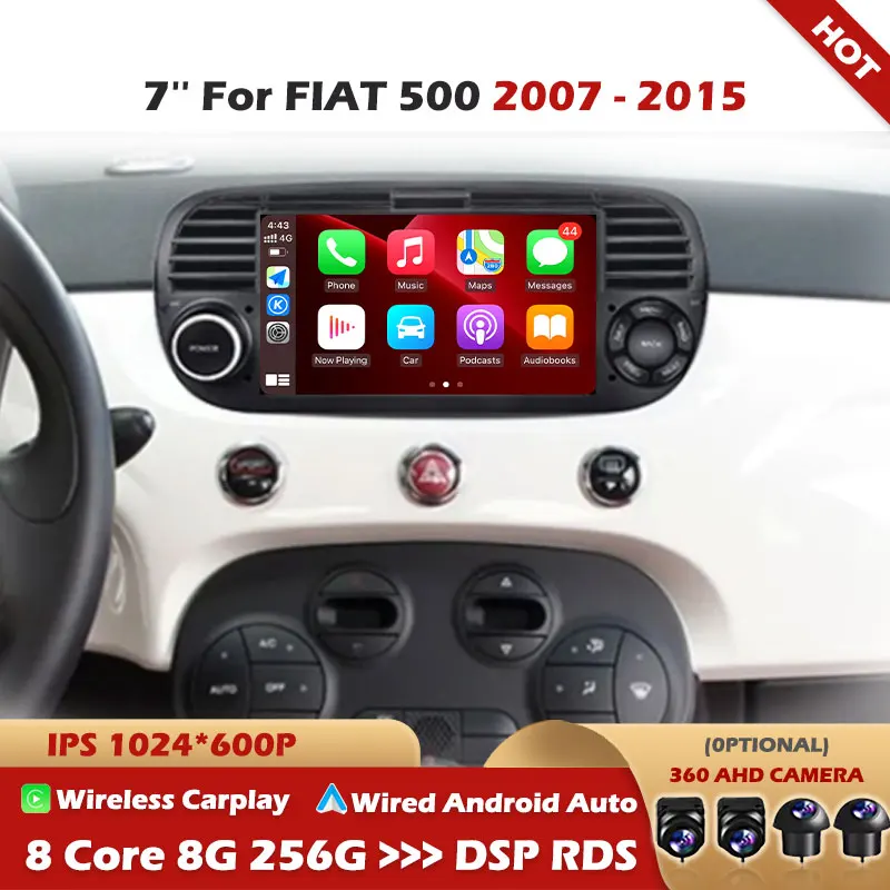 Autoradio Junsun Pour Fiat 500 – Modèle Récent – Noir – Neuf En Boîte