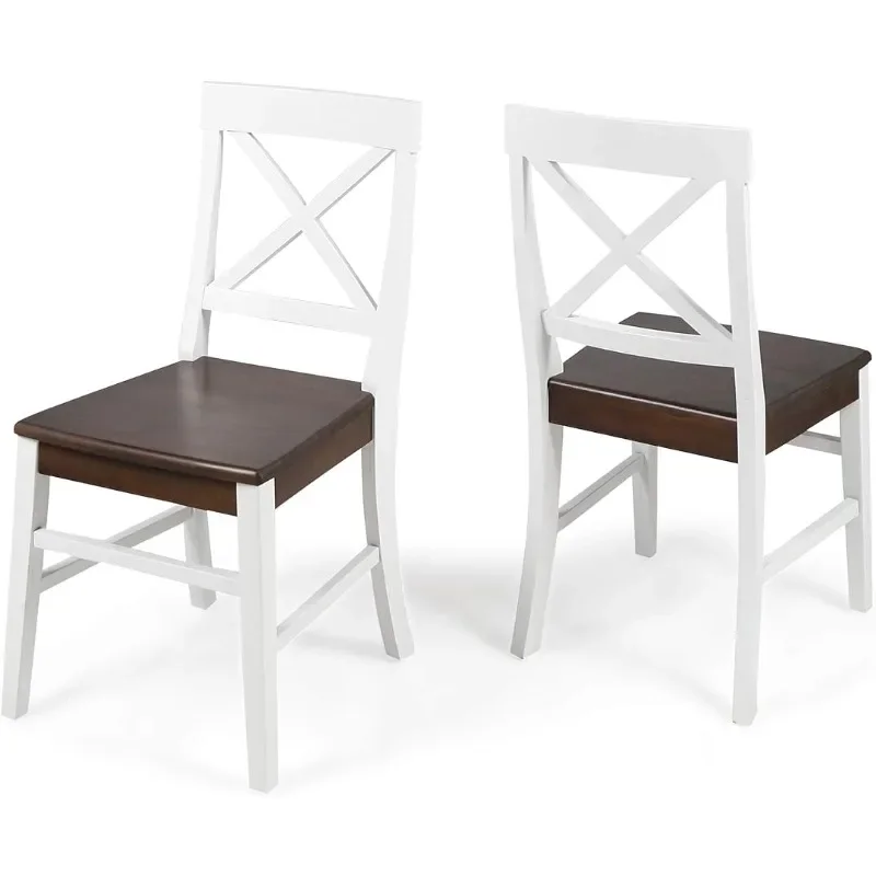 

Christopher Knight Home Roshan Farmhouse Acacia Wood Dining Chairs, White / Walnut 21D x 17.75W x 35.5H Inch