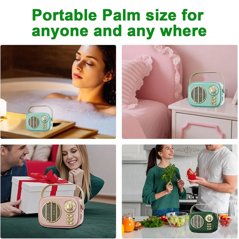 Mini Retro Bluetooth Speaker Hifi Sound Vintage Music Box Wireless MP3 Music Player Rechargeable Support TF Card U Disk AUX