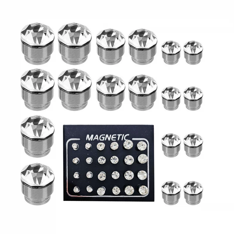 24Pcs/Set Round Crystal No Piercing Clip Earrings Magnetic for Women Men Ear Punk Jewelry Making Supplies Crafts Accessories 5