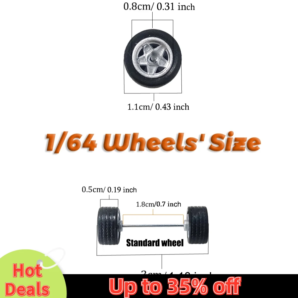 1/64 Model Car ABS Wheels with Rubber Tires Branches Refitting Parts for Diecast Hot Wheels Mainline Matchbox Tomica D:11mm 1Set 3