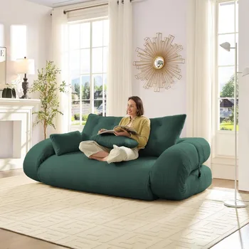 3-in-1 Teddy Fabric Folding Sofa Bed 1