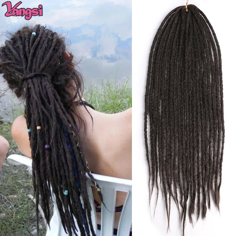 

Full Star Double Ends Dreadlocks Synthetic Hair Braiding Hair Handmade Crochet Braids Blonde Ombre Black 24" Faux Locs for Women