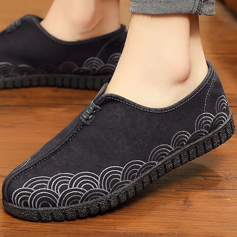Vintage embroidery Kungfu Shoes Chinese Traditional Wushu Tai Chi Old Beijing Wing Chun Martial Art Sneakers