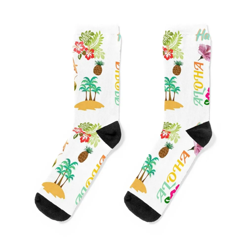 

Hawaii Sticker Pack Socks anti slip football gift summer hiphop Ladies Socks Men's