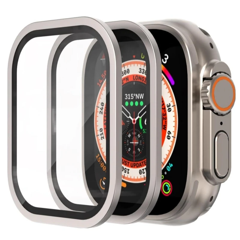 

2pcs Tempered Glass For Apple Watch Ultra 49mm Screen Protector Anti-Scratch HD Metal Bumper Full Film for IWatch Ultra 49mm