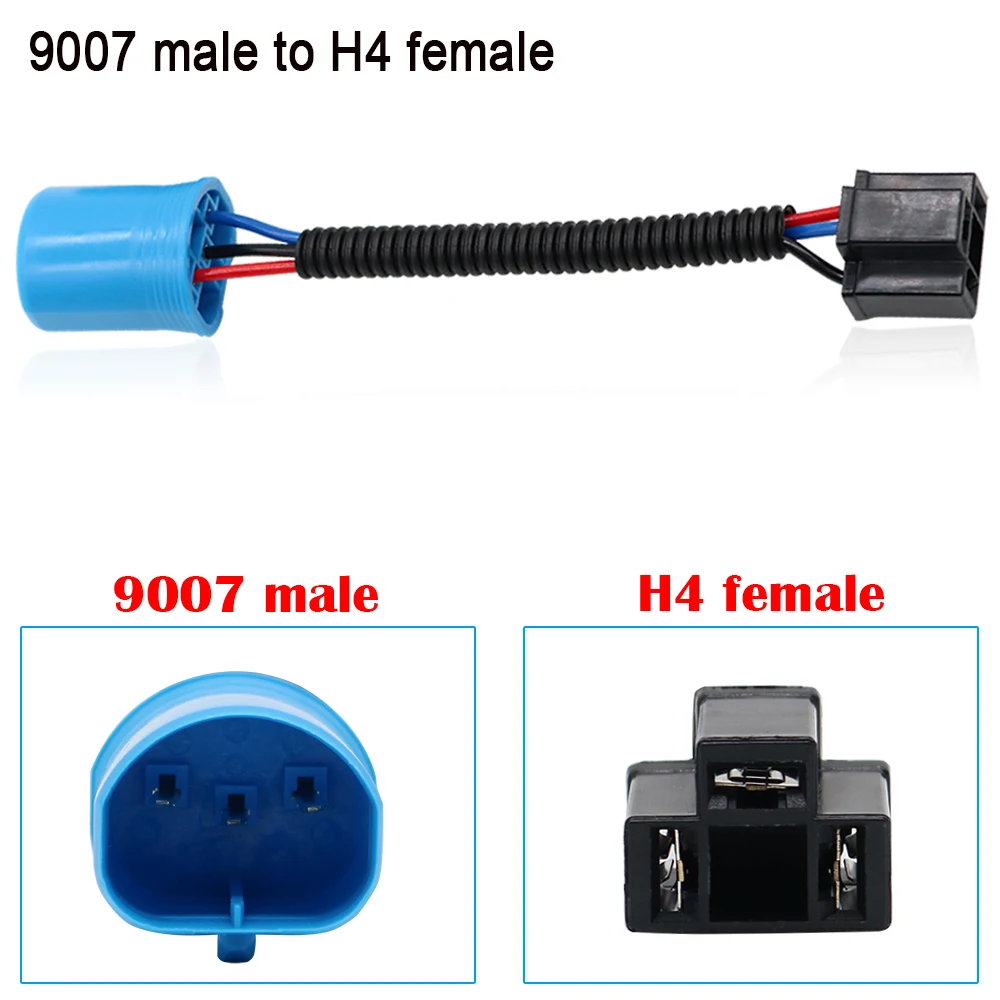 AUSI Adattatore Cablaggio Faro 9007 Maschio A H4 Femmina - Kit Di Conversione Plug-and-Play Per Fari LED Harley Davidson E Hummer