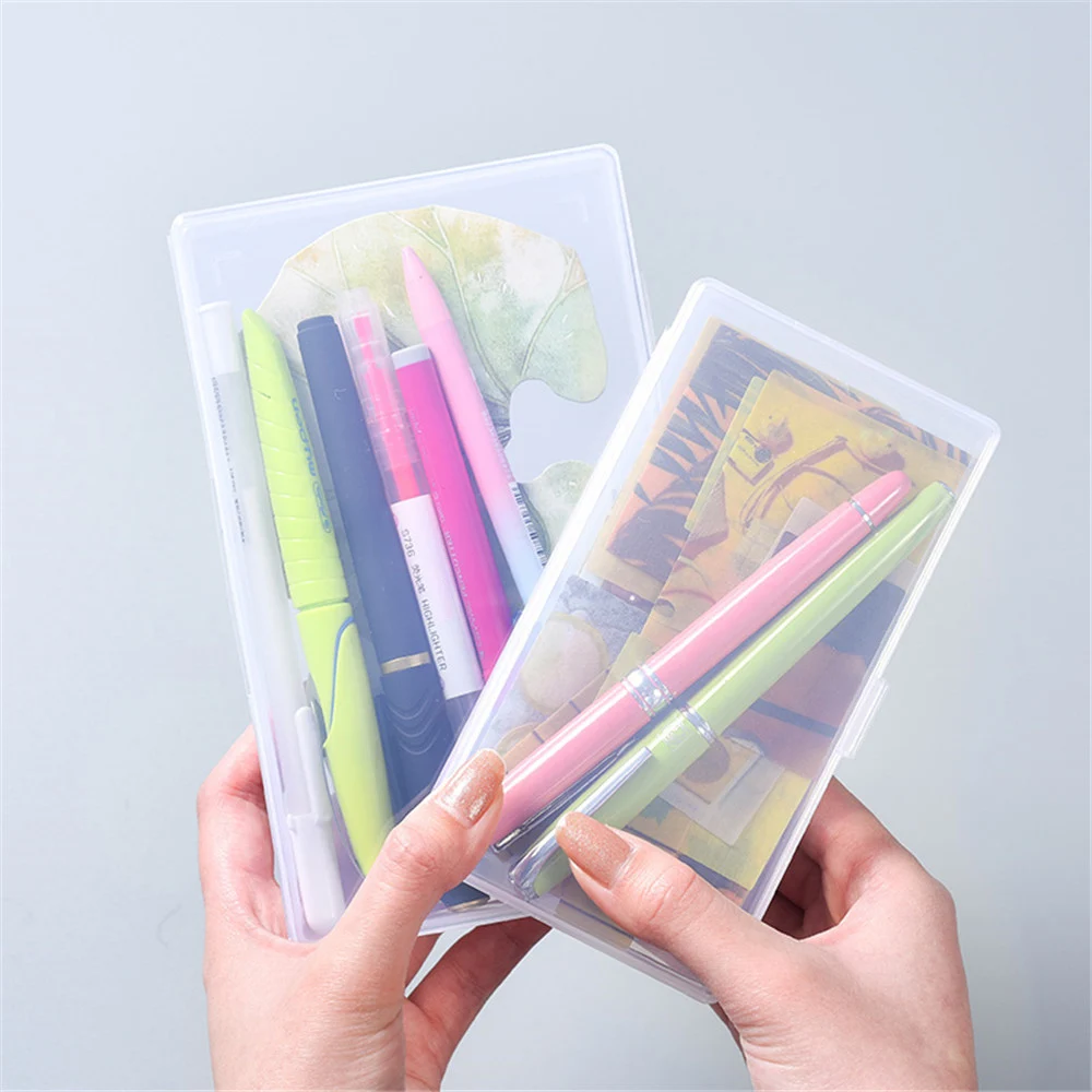 1/2pcs Desktop Stationery Organizer Pencil Box Washi Tape Stickers Storage Case Table Desk Organizer Box School Office Supplies