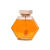 Kitchen 100ML/220ML/380ML Hexagonal Glass Honey Bottle With Wooden Honey Pot Stirring Rod Sealing Clear Jam Jar Home Storage 6