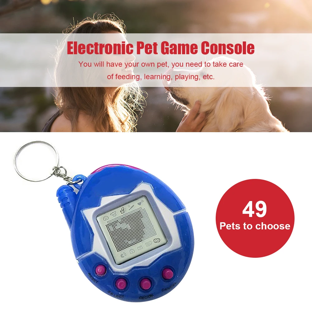 Electronic Pets Toys Virtual Digital Pet Game Console Nostalgic Virtual E-pet Interactive Toys w/ Keychain