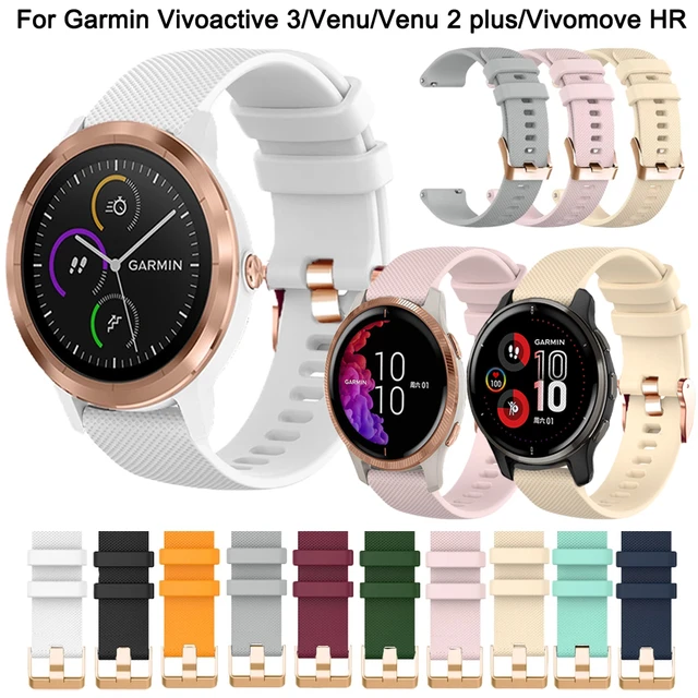 20mm Smart Watch Strap For Garmin Vivoactive 3 Venu 2 plus SQ Vivomove HR  Silicone Band