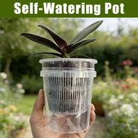 Pot de fleurs transparent à double couche pour le contrôle des racines, pot auto-arrosant pour orchidées, pot pour plantes de pépinière avec trous, fournitures de jardin 4