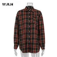 Fashion Baggy Plaid Women'S Blouse Elegant Lapel Long Sleeve Shirts And Blouses Vintage Pocket Lace-Up Top Female 2025 - Image 5