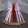 Wooden Round Baby Nipple Clip Handmade Weave Cotton Anti-Drop Baby Pacifier Chain For Nursing Chewing Toys Boy Girl Shower Gifts 1