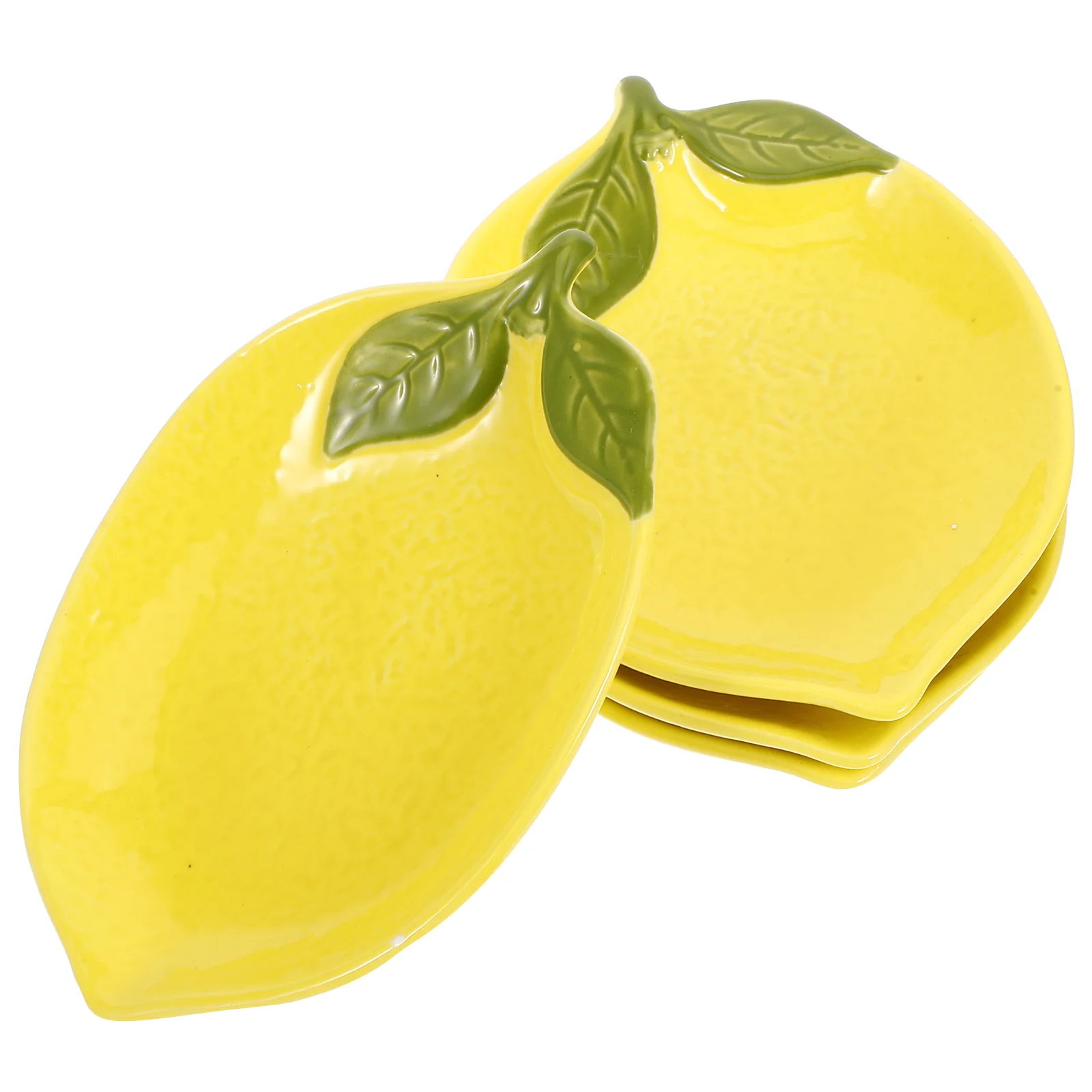 4Pcs Lemon Plates Lemon Shaped Bowl Dessert Bowl Ceramic Aesthetic Serving Salad Ceramic For Dessert