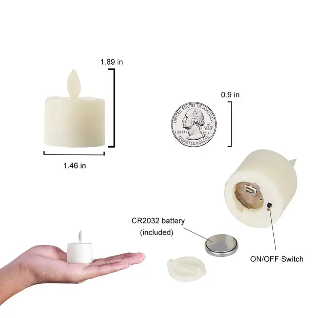 2/3/6 pièces télécommande mèche mobile bougies LED de mariage blanc chaud, flamme dansante sans fumée église bougies chauffe-plat votives 6