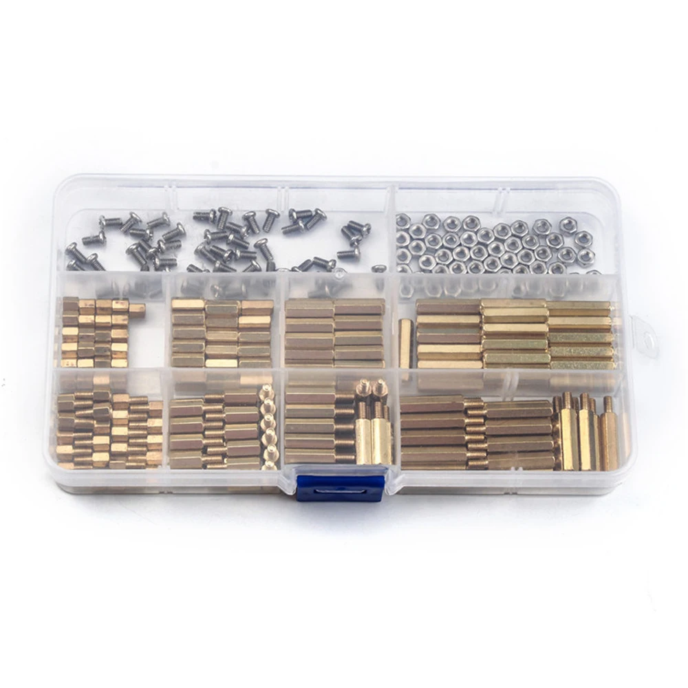 300Pcs M3 Brass Standoff Hex Male Female Bolt Hex Thread Pillar Screw Nut DIY Assortment Set for PCB Motherboard