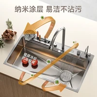 Feiyu cascade évier de cuisine grand évier simple ménage Nano 304 en acier inoxydable nid d'abeille en relief lave-vaisselle bassin à légumes 3
