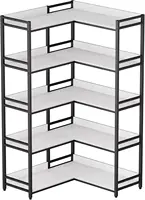 Large 5-Tier Corner Bookshelf - Modern Tall Corner Shelf Storage Display Rack with Sturdy Metal Frame - Perfect for Livin 1