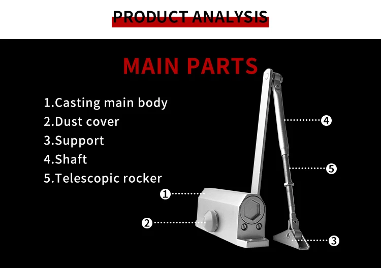 Description Picture 4 of itemSoft Closing Commercial Automatic 60-70kg Adjustable Heavy Duty Aluminum Alloy Door Closer