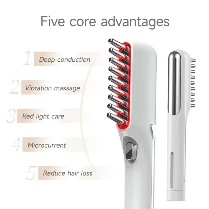 Electric Massage Comb LED Red Light Therapy Hair Growth Applicator Anti-Hair Loss Head Massage Hair Brush Woman Scalp Treatment