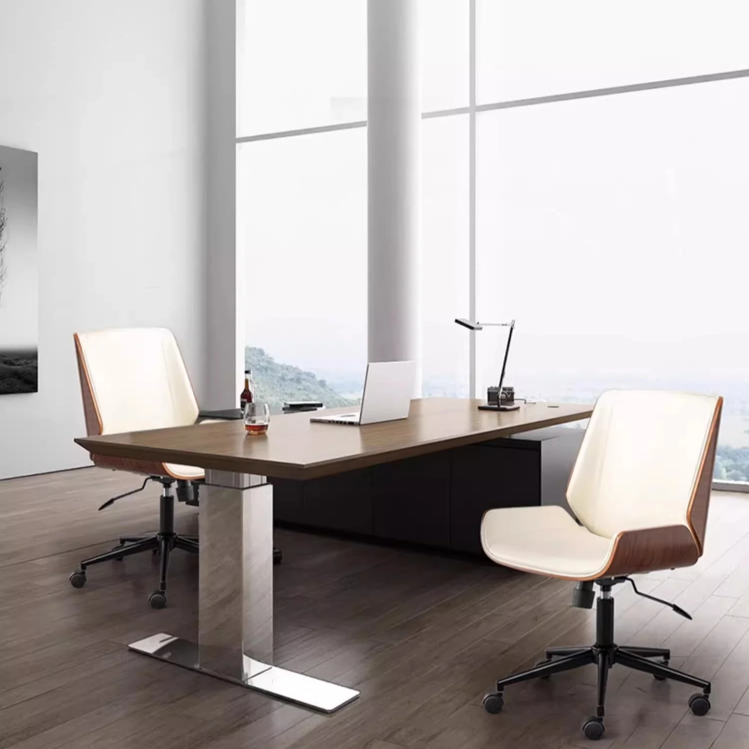 Wooden Comfiest Work Chair Nordic Light Luxury Office Chair