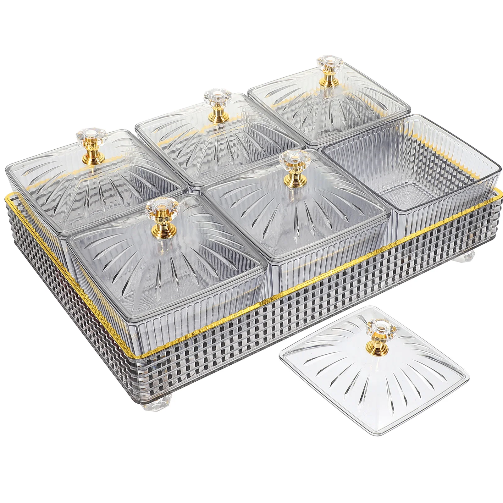 

Snack Serving Tray Divided Serving Plates Tray Snack Storage Bowl Dried Fruit Tray Lid Snack Bowl With Cover