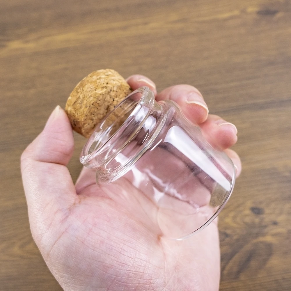 6/24pcs 50ml 47x50x33mm Wishing Glass Bottles Cork Tiny Cork Transparent Glass tube Decoration