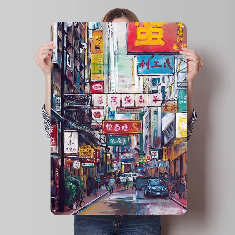 중국 홍콩 그림 네온 금속 포스터 방 디자인에 대 한 것들 벽 예술 장식에 대 ..