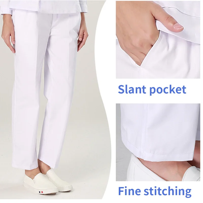 Elastic Waist Pants Nursing Uniform Medical Scrubs Pants Nurse Uniforms Lab Dust-proof Work Bottoms Scrubs Women