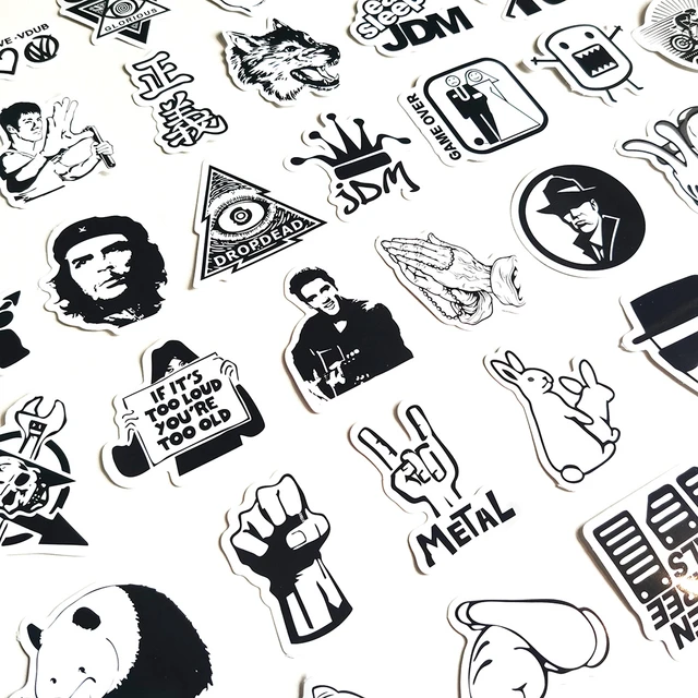 Stickers Black White Packs  Black White Stickers Graffiti - 50 Pcs Black  White - Aliexpress