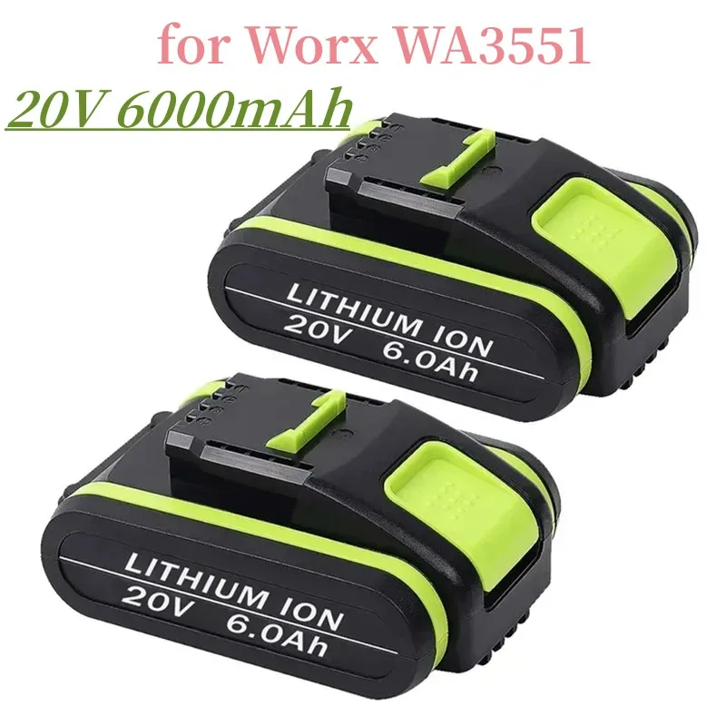 

2024 New 20V 6000mAh Power Tools Rechargeable Replacement Battery Lithium for Worx WA3551 WA3553 WX390 WX176 WX178 WX386 WX678