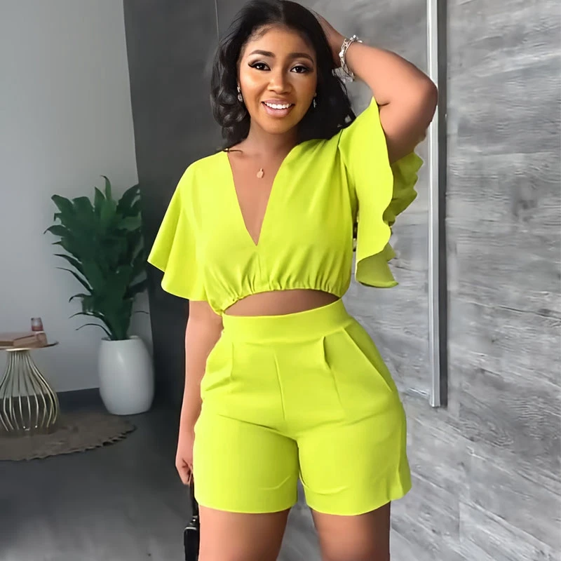 women-two-piece-outfit-y-deep-v-neck-ruffle-sleeve-casual-pockets
