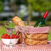 Red White Gingham Rectangular Tablecloth Disposable Plastic Table Cover with Stamping for Picnic Barbecue Kitchen Holiday Party 3