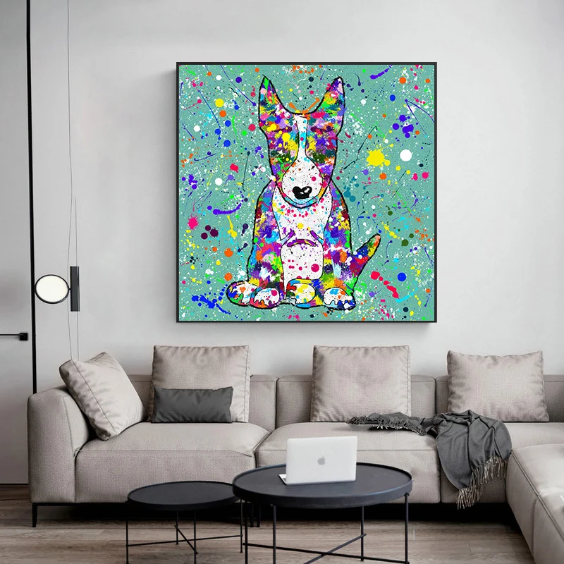 

Abstract Watercolor Dog Posters Prints Canvas Painting Coloful Animal Dog Wall Art Picture Living Room Cuadros