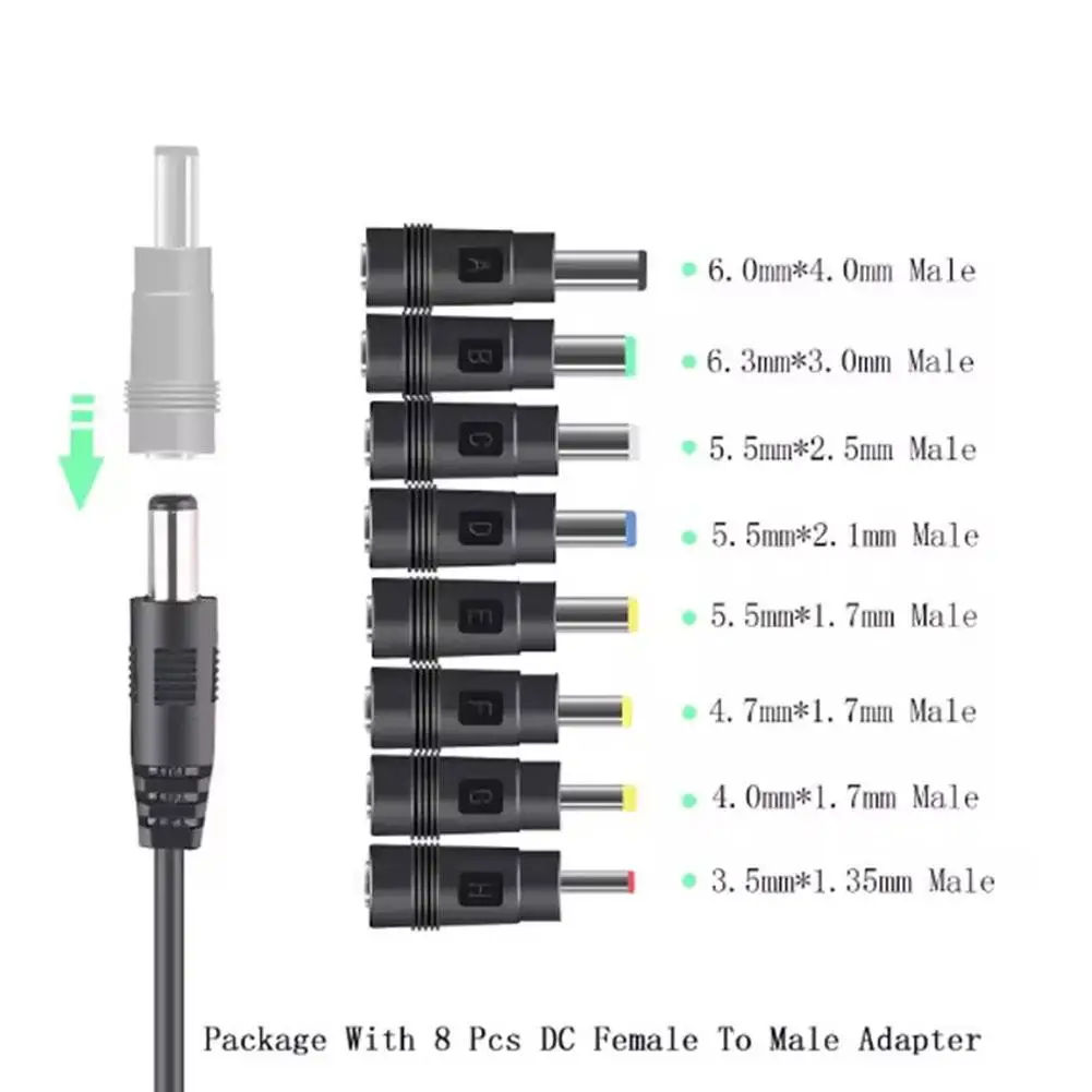 USB-DC 전원 케이블 5V 9V 12V 변환기(8개 교체 가능 팁 포함) 라우터, 모뎀, 스피커, 팬용 LED 충전 표시등