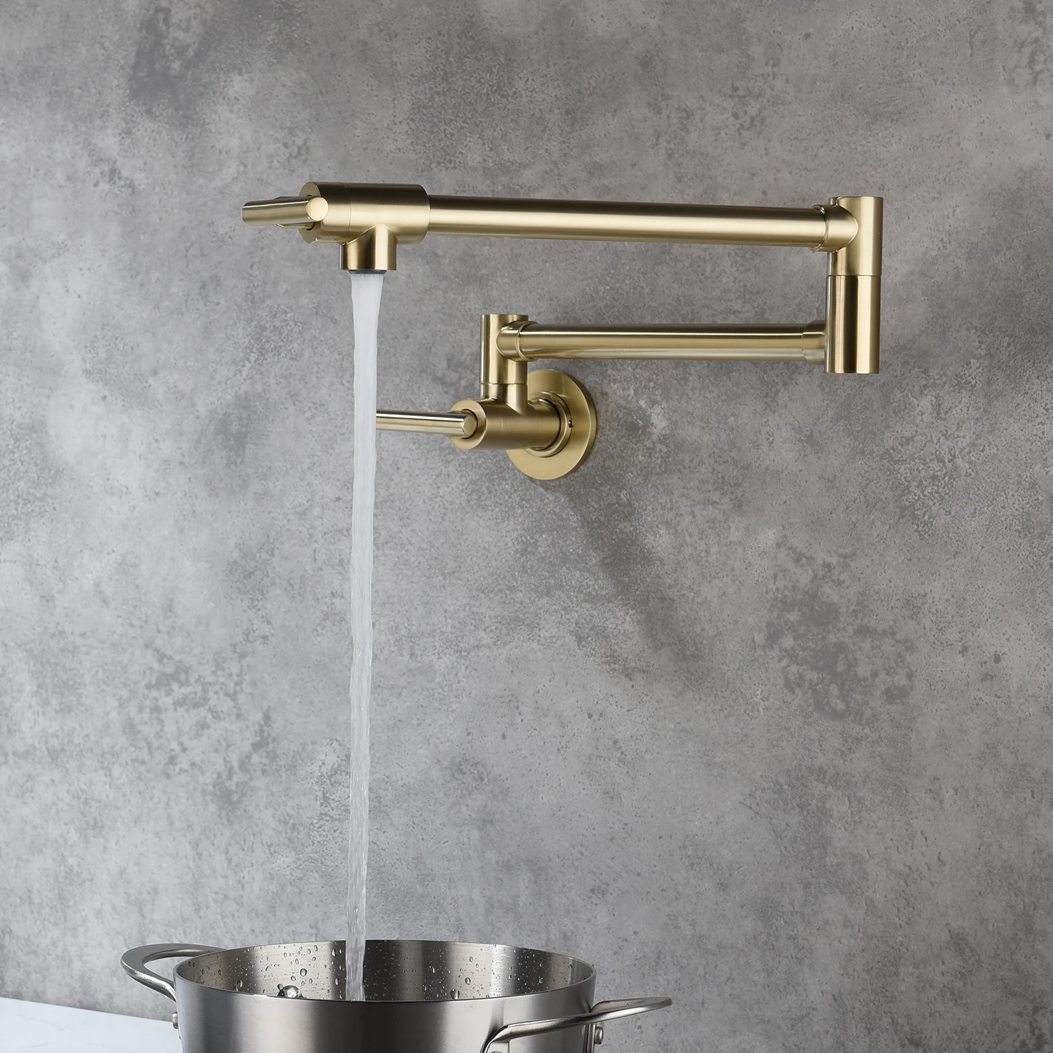 In Wall Mounted Sink Taps Filler Kitchen Mixer Faucets Foldable Gold Kitchen Faucet Brass Ceramic Hot Sale Modern CLASSIC CN;ZHE