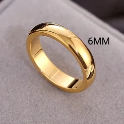 Elegant 18K Gold Plated Minimalist Couple Rings for Wedding and Engagement (Gold 6mm)