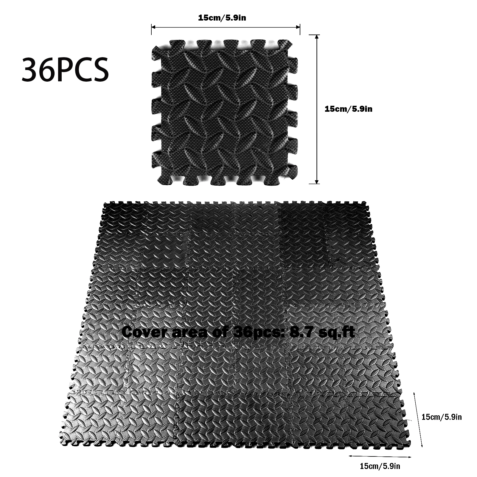36PCS 15*15*1cm Thicken Floor Mat EVA Cushion Floor Protective Mat Anti-slip Waterproof Indoor Fitness Interlocking Spcling Sports Floor Mats