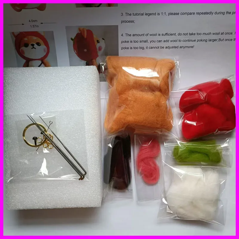 Shiba Inu needle felted wool,merino wool to felting, wool fiber for felting,felt for needle felting, fiber felt felting kit